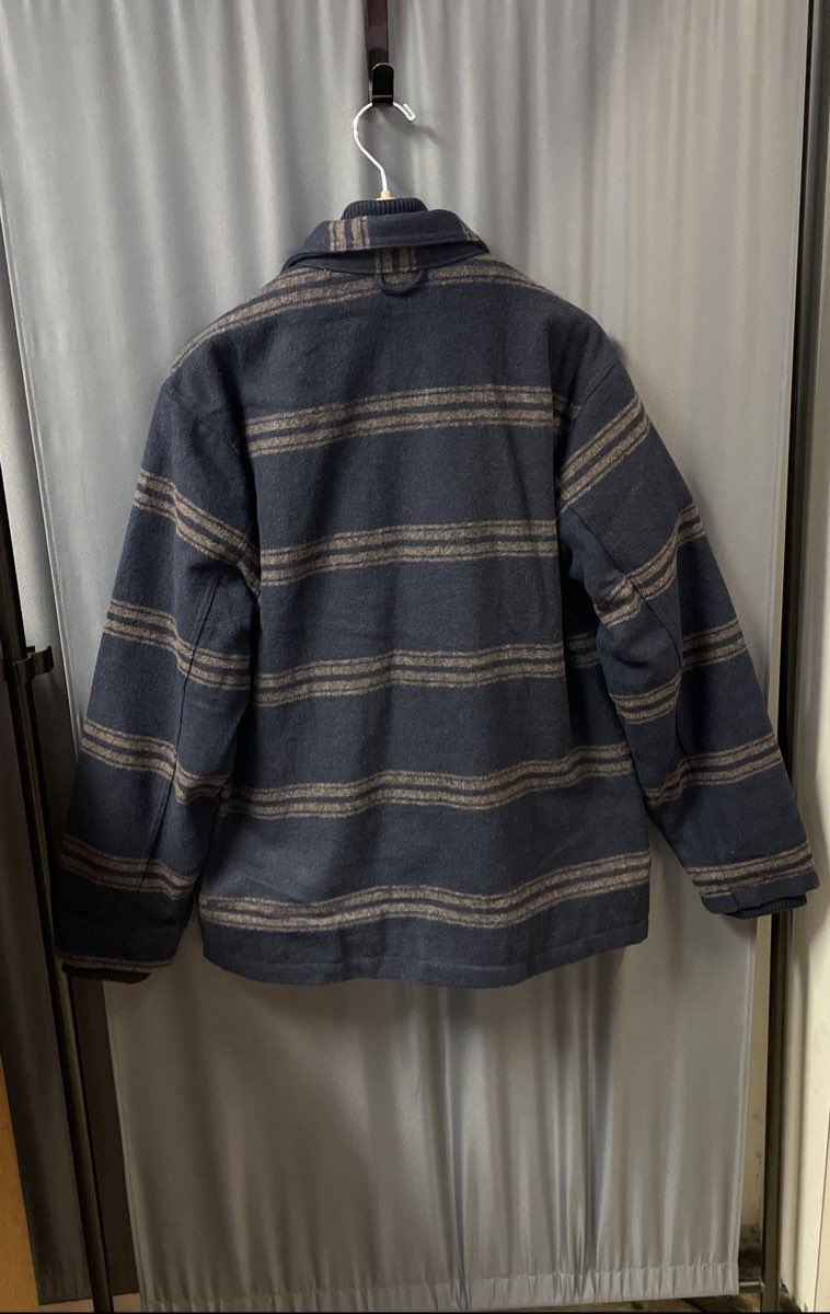 Jachs New York Men's Blue Striped Sherpa Lined Wool Blend Coat Jacket Sz L