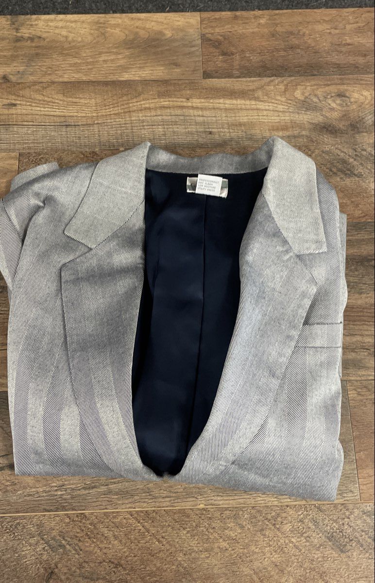 Glenbrooke Women's Blazer Gray Herringbone Vintage 90s Rayon Single Button Sz 10