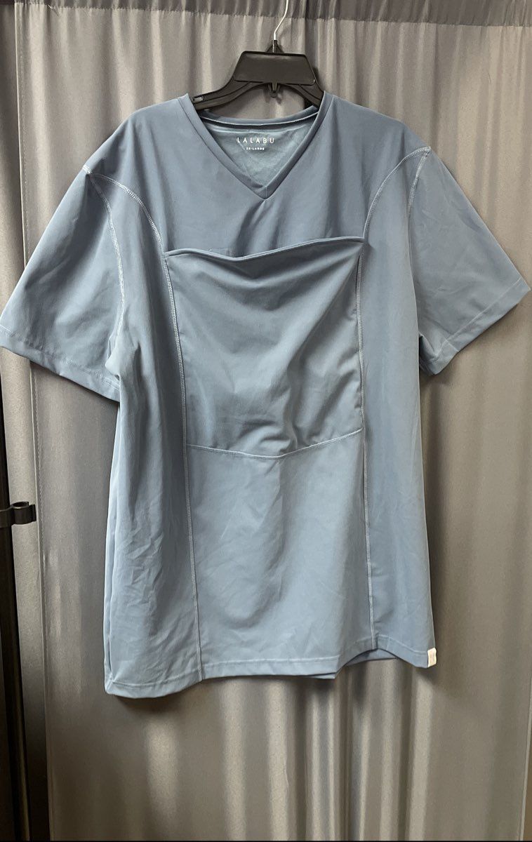 Lalabu Men's Blue Dad Shirt Baby Carrier Kangaroo Pouch V-Neck Sz 3XL