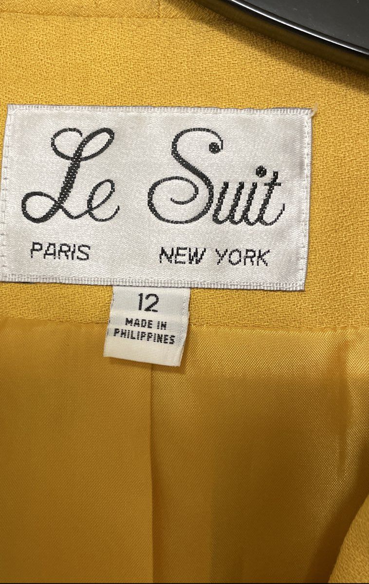 Vintage 90s Le Suit Women's Yellow 3-Button Longline Blazer Jacket Size 12