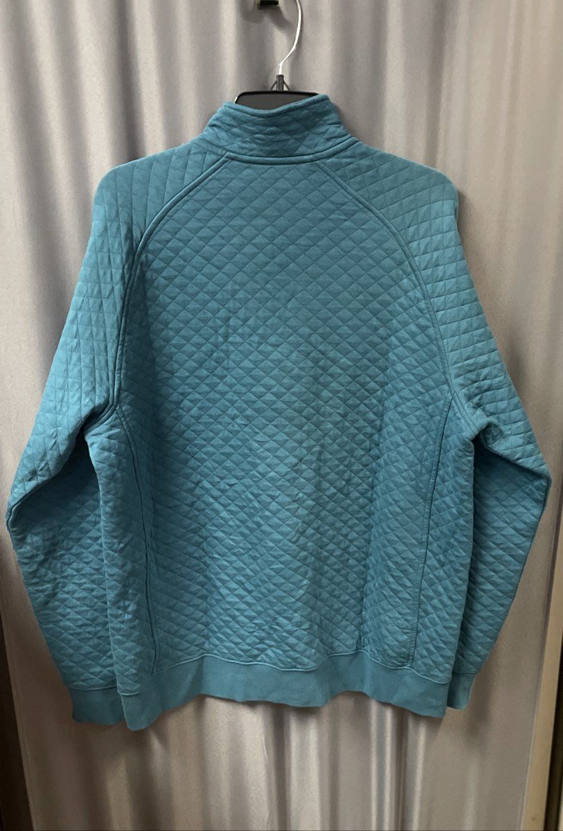 L.L.Bean Men's Teal Blue Quilted Quarter-Snap Pullover Sweatshirt Sz L