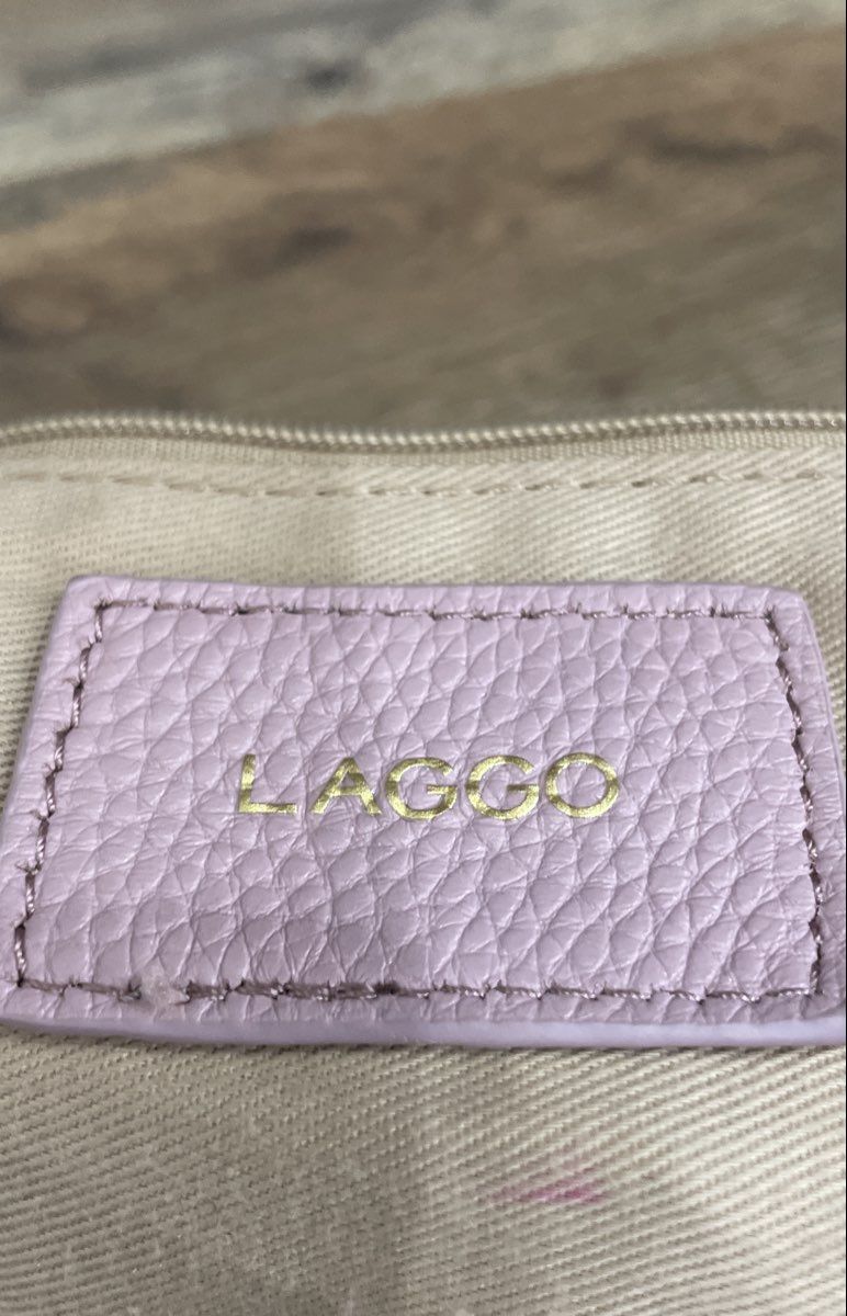 Laggo Pink Pebbled Leather Studded Hobo Shoulder Bag Gold Hardware