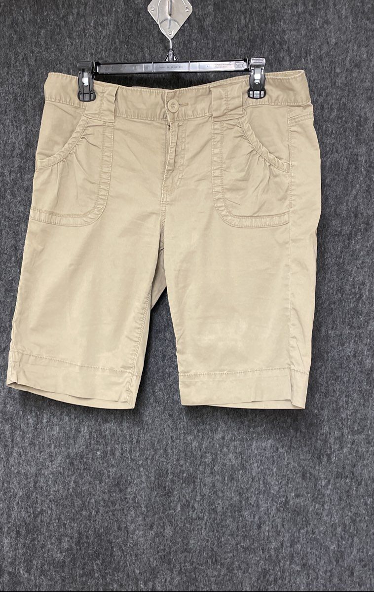 Calvin Klein Jeans Women's Khaki Tan Stretch Cotton Cargo Bermuda Shorts Size 12