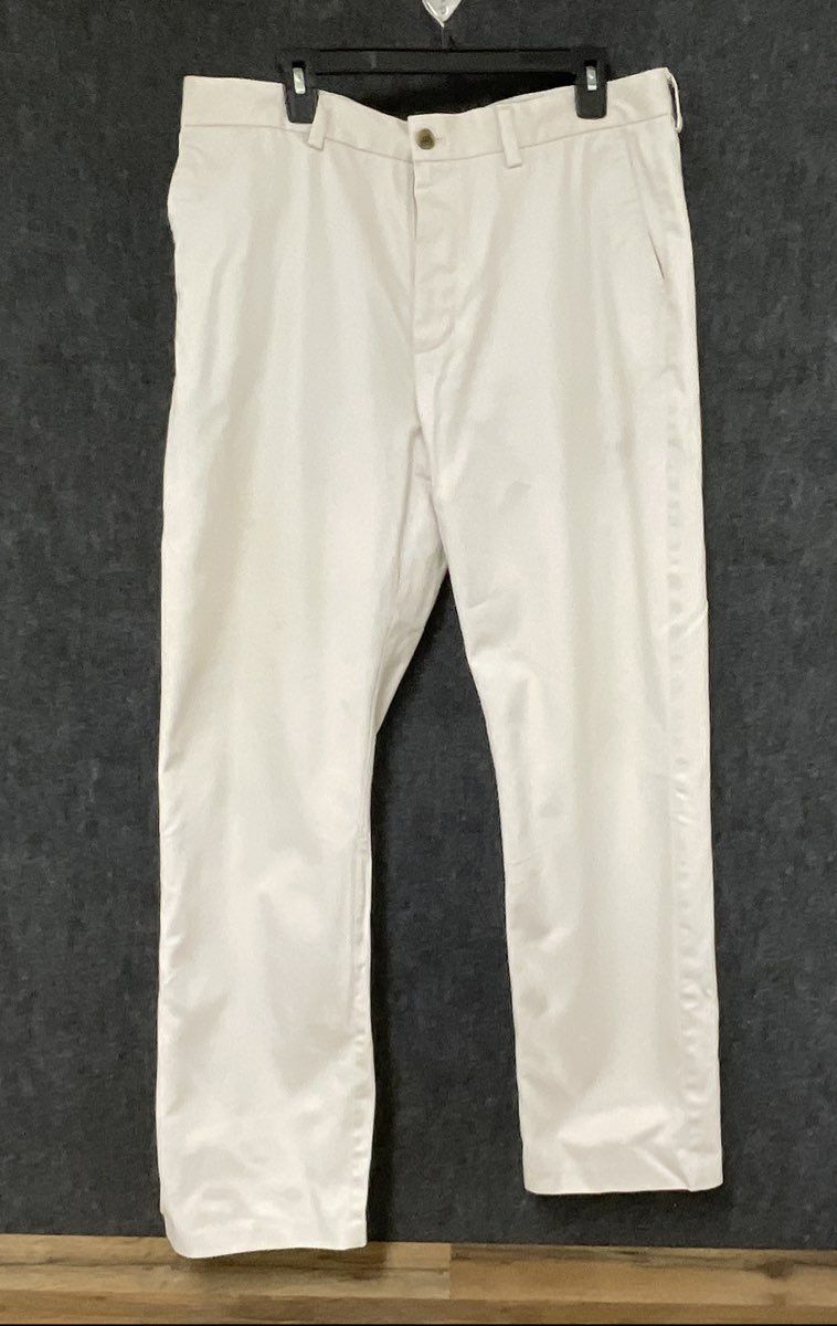 Nordstrom Men's Shop Smartcare Straight Fit Off-White Cotton Khakis Sz 36x32