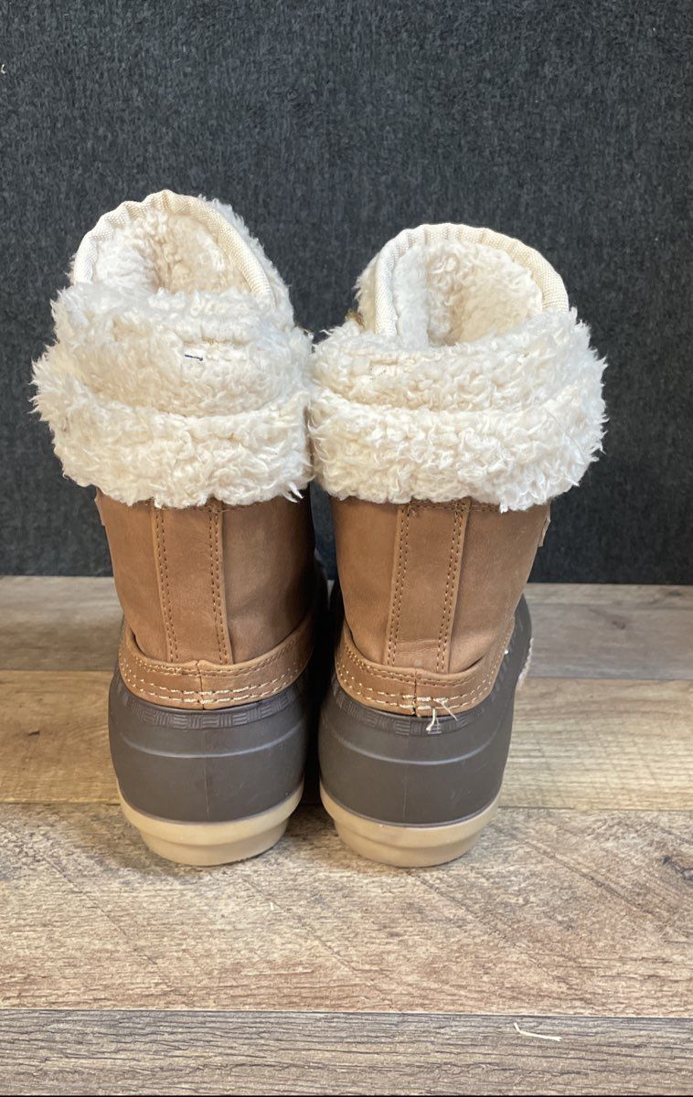 Tommy Hilfiger Tan Brown Faux Shearling Lined Lace Up Duck Boots Size 7