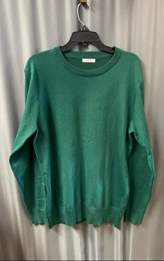 Coofandy Men's Green Crewneck Sweater Ribbed Knit Polyester Pullover Sz L