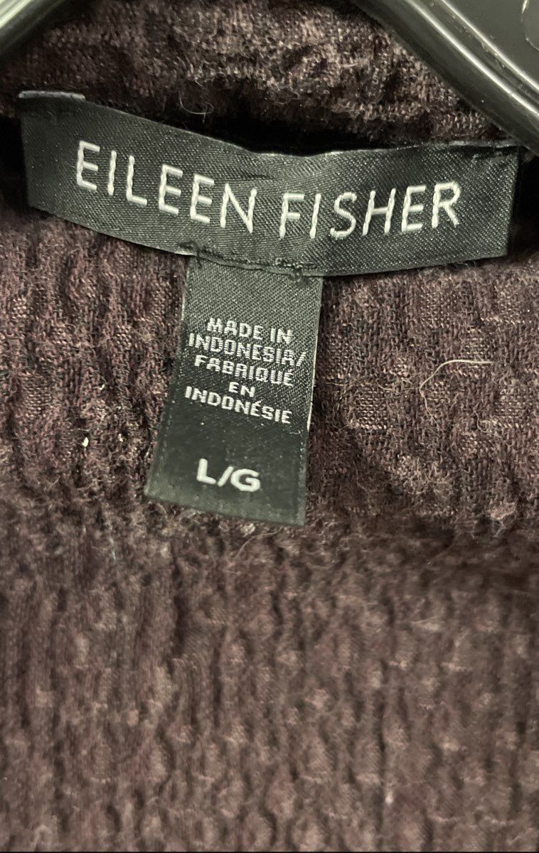 Eileen Fisher Women's Purple Textured Knit Open Front Tencel Cotton Jacket Sz L
