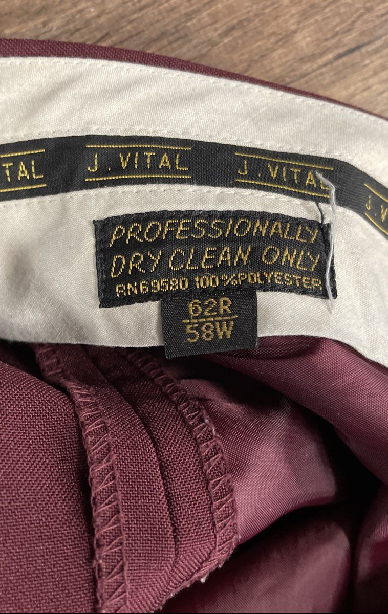 J. Vital Men's Burgundy Pleated Dress Pants Slacks Polyester Big & Tall Sz 58W
