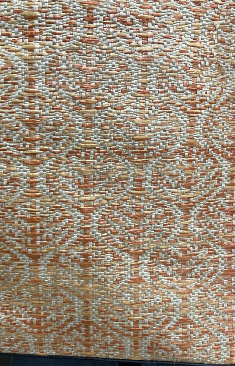Unbranded Orange Tan Woven Wicker Large Tote Bag Shoulder Bag Herringbone