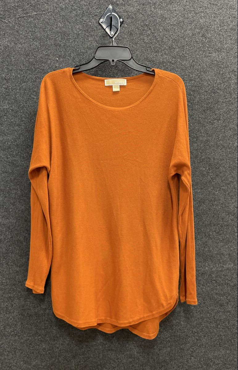 Michael Kors Women's Orange Scoop Neck Asymmetric Hem Sweater Tunic Size M