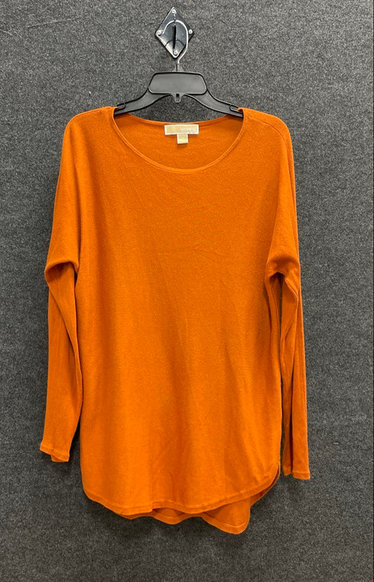 Michael Kors Women's Orange Scoop Neck Asymmetric Hem Sweater Tunic Size M