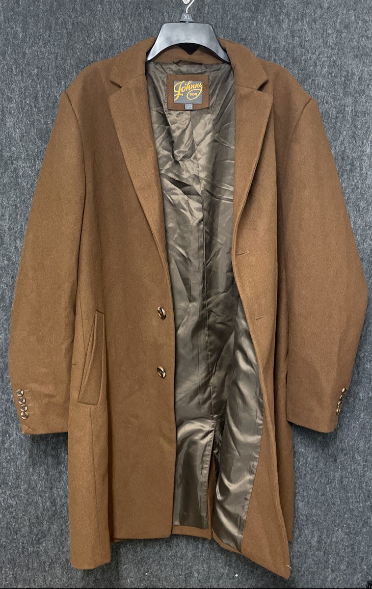 Johnny Bigg Men's Brown Wool Blend Single Breasted Coat Sz XL