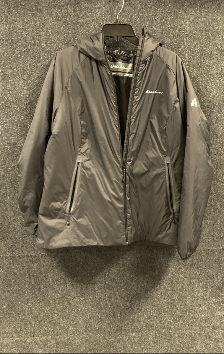 Eddie Bauer Women's First Ascent Black Hooded Goose Down Insulated Jacket Sz XL