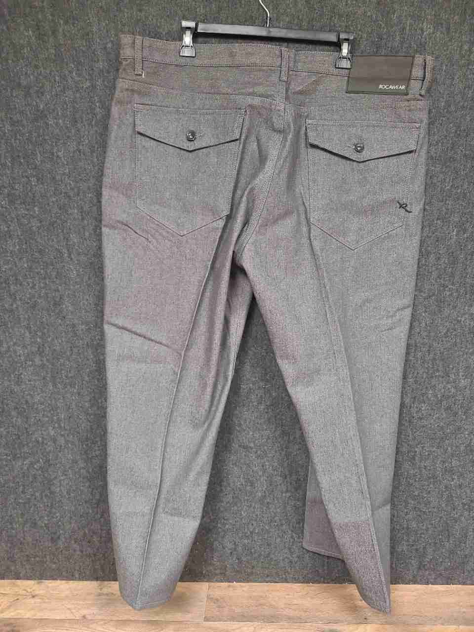 Rocawear Men's Gray Classic Fit 5-Pocket Jeans Flap Back Pockets Size 42