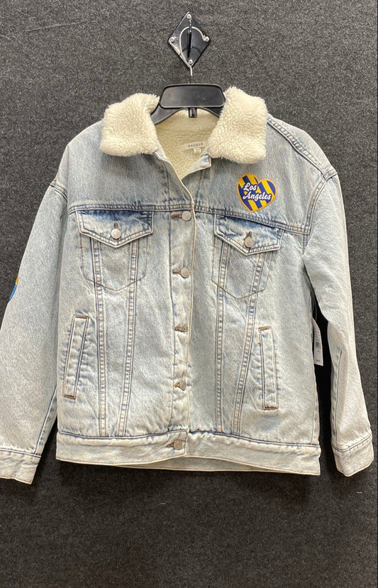 PacSun Women's Light Wash Blue Sherpa Lined LA Heart Trucker Jacket XS/S