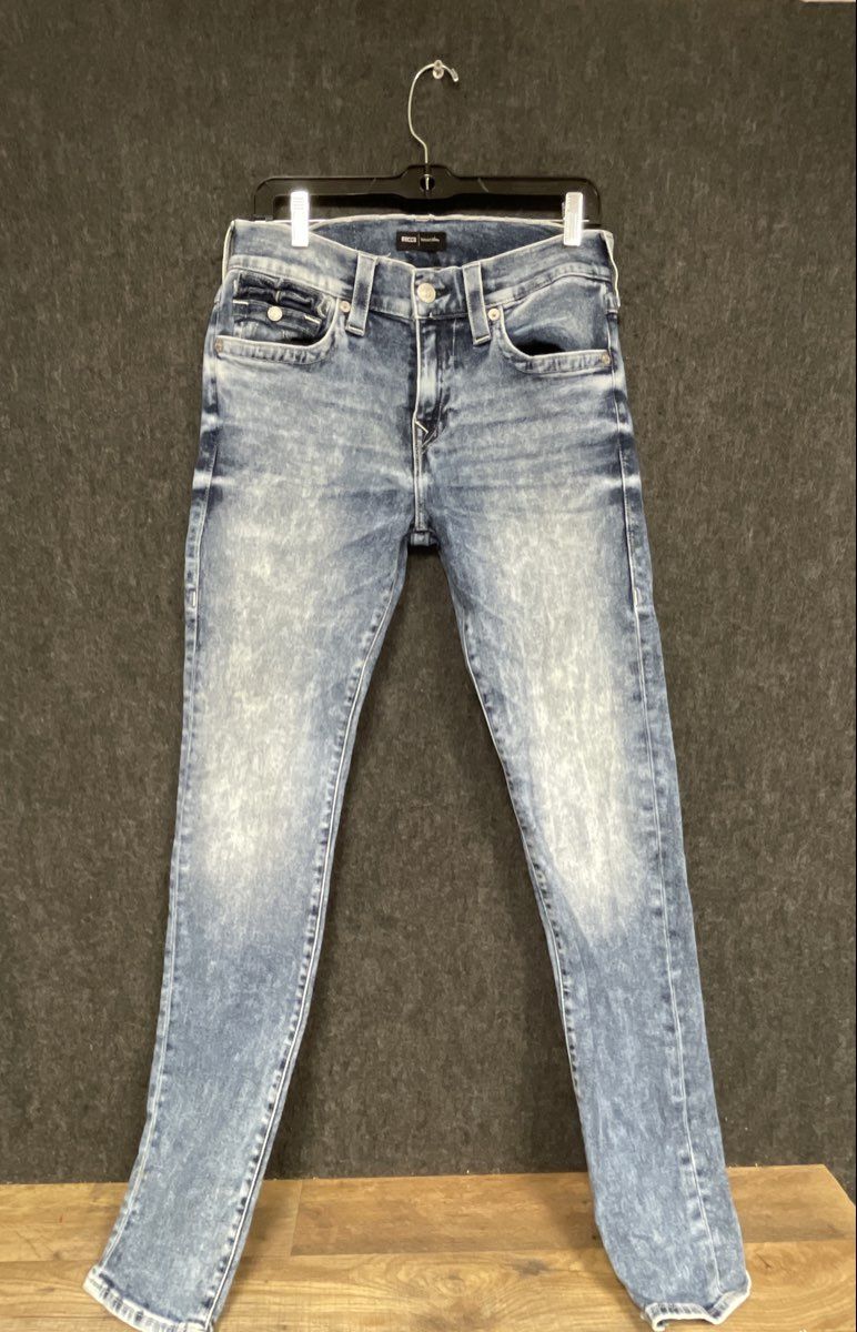 True Religion Men's Rocco Relaxed Skinny Jeans Light Wash Blue Size 31