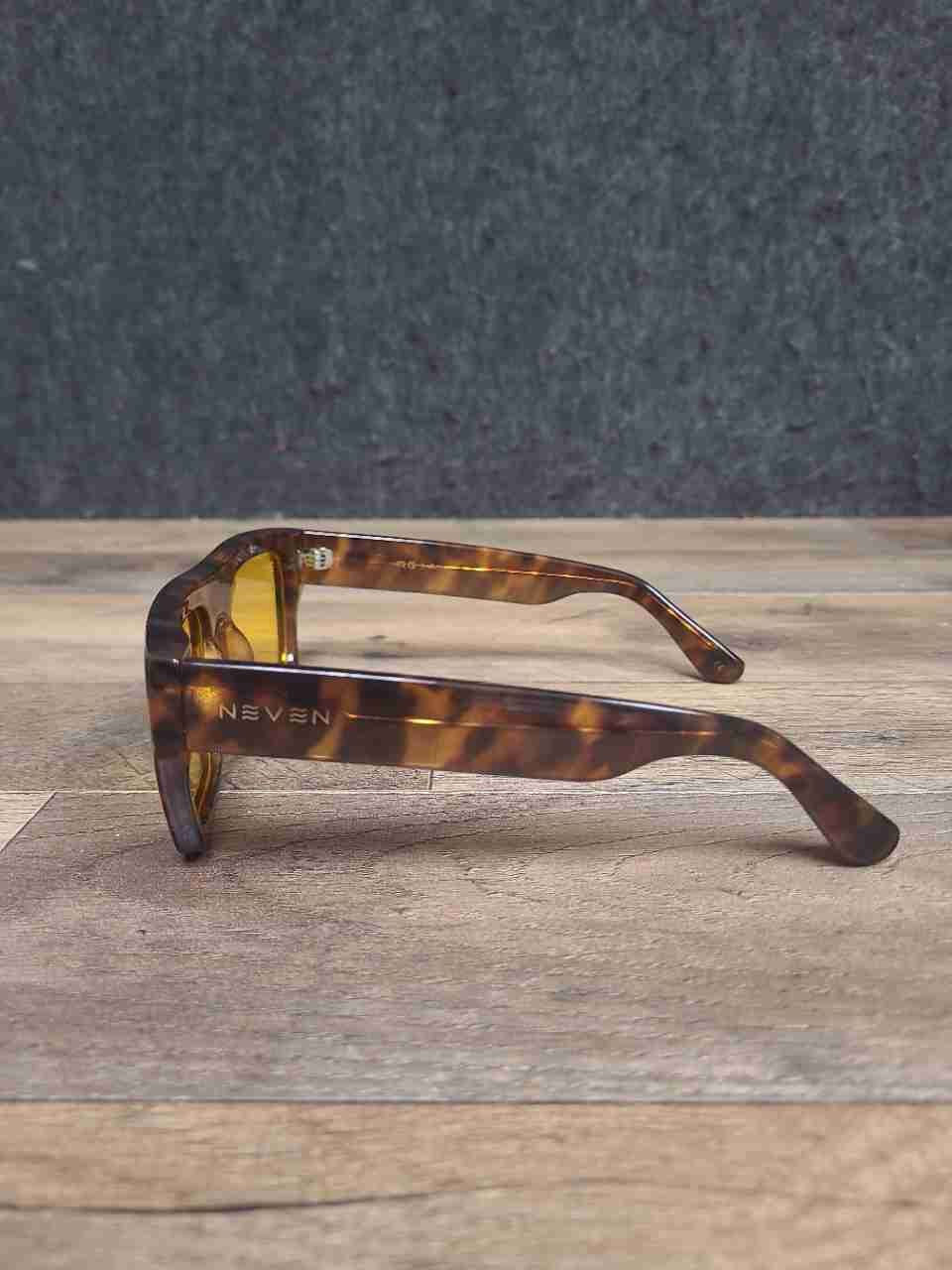Neven Unisex Amar RG Sunglasses Tortoise Shell Yellow Lens Square New Box