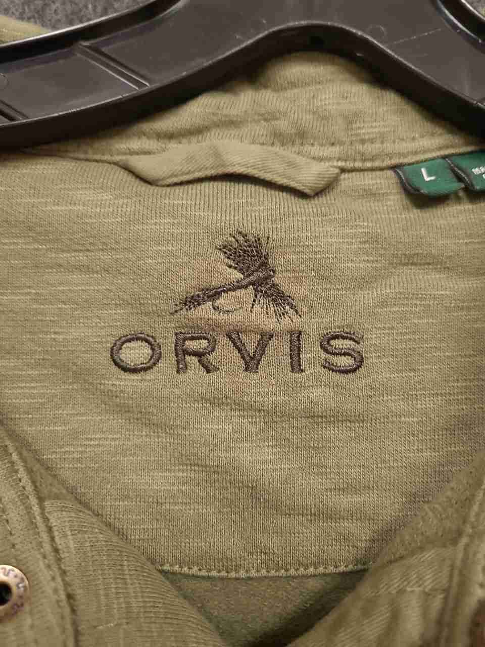 Orvis Men's Sage Green Heather 100% Cotton Snap-Front Shirt Jacket Sz L