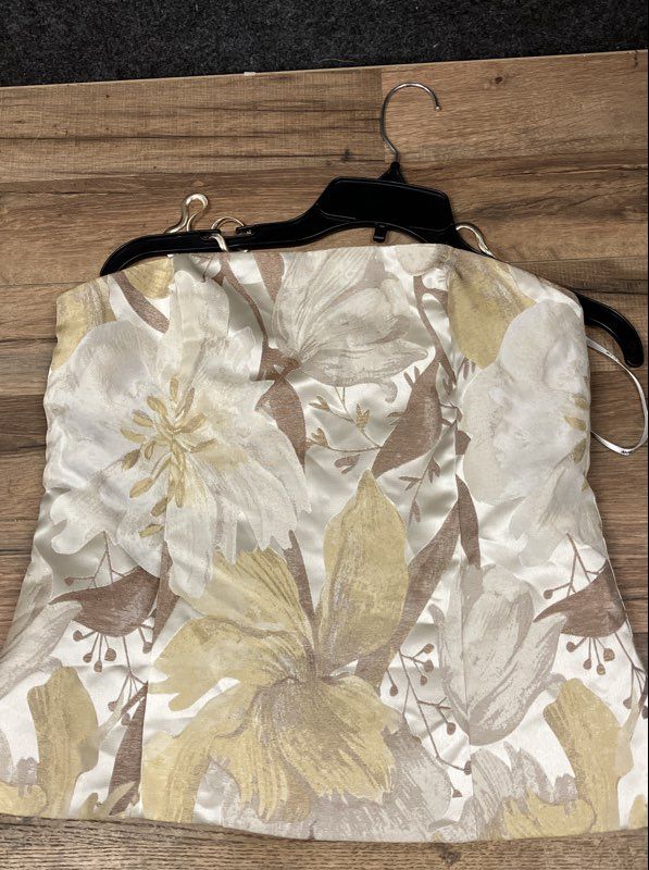 Anne Klein Women's Jacquard Chain-Strap Bustier Top Coffee Cream Sz S NWT
