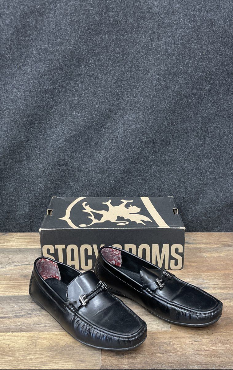 Stacy Adams Percy Black Braided Strap Driver Loafers Men's Size 8