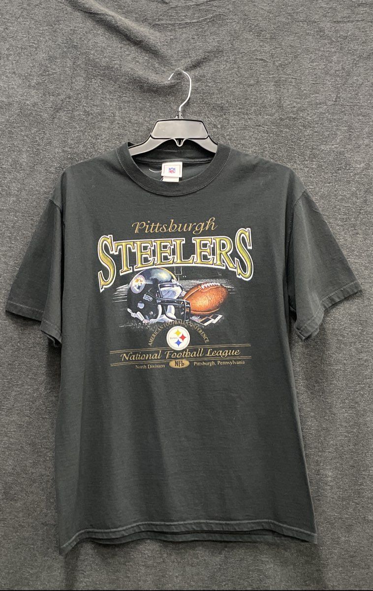 Vintage Y2K NFL Men's Pittsburgh Steelers Graphic T-Shirt Faded Black Sz L