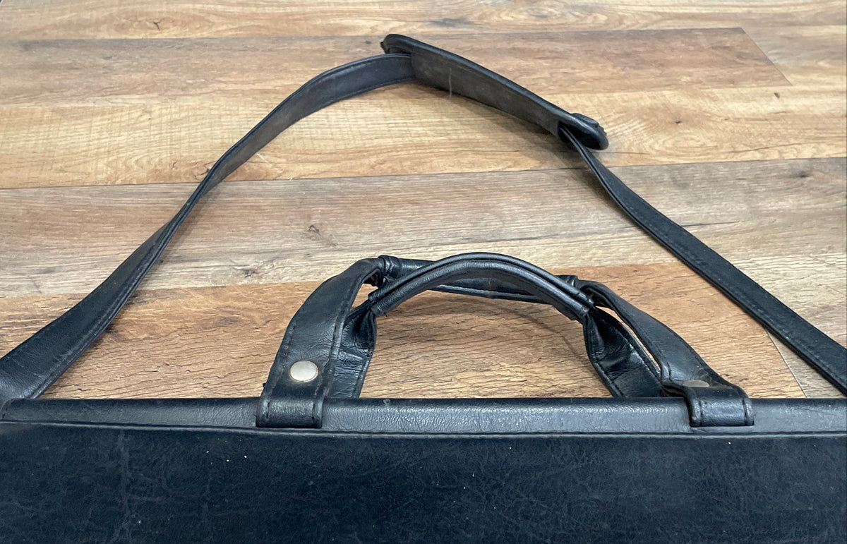 U.S. Luggage New York Black Leather Vintage Briefcase Messenger Bag Laptop