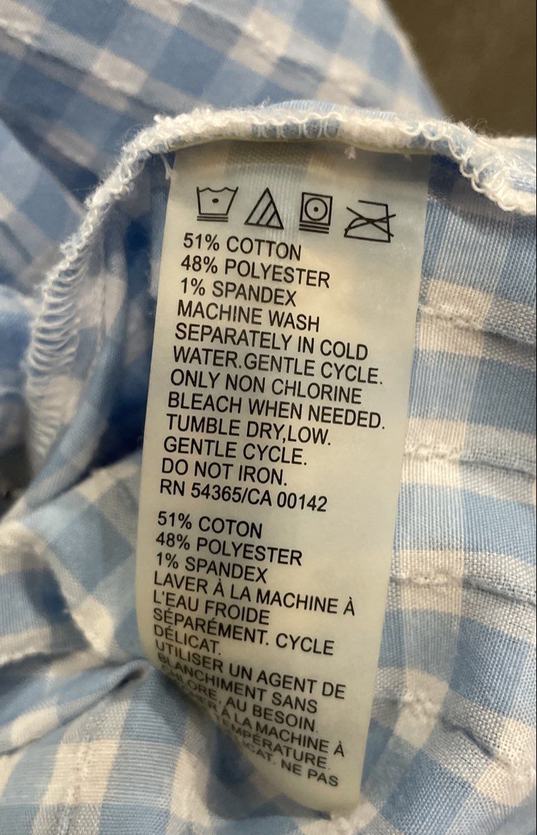 Allison Daley Women's Blue White Gingham Textured 3/4 Sleeve Button Up Shirt 14