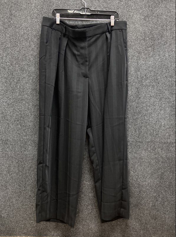 Banana Republic Women's Black Pinstripe Pleated Wide Leg Pants Sz 16 NWT
