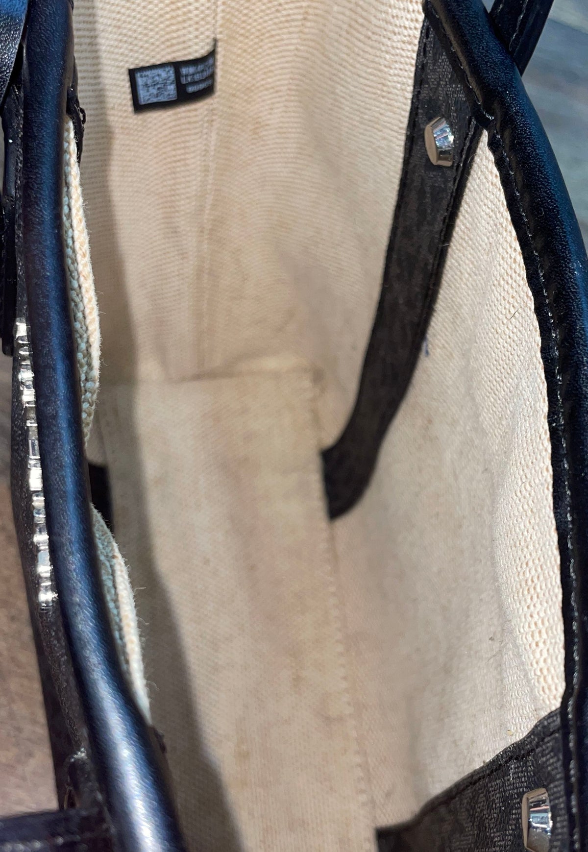 Michael Kors Black Monogram Coated Canvas Tote Bag Silver Hardware