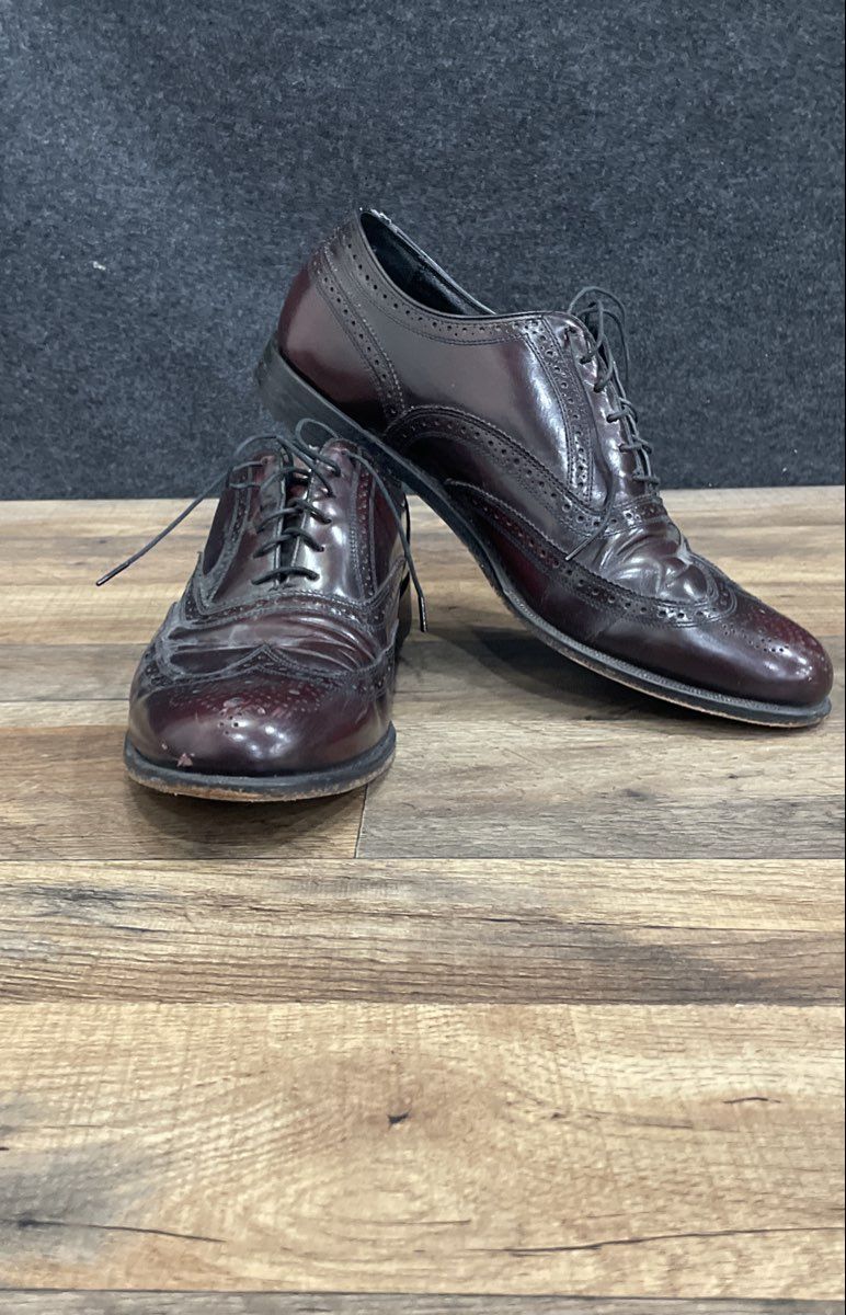 Florsheim Burgundy Leather Wingtip Brogue Oxford Dress Shoes Men's Size 10.5 D