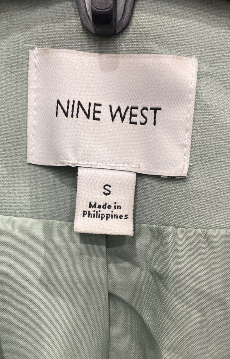 Nine West Women's Mint Green Double Breasted Peak Lapel Blazer Sz S