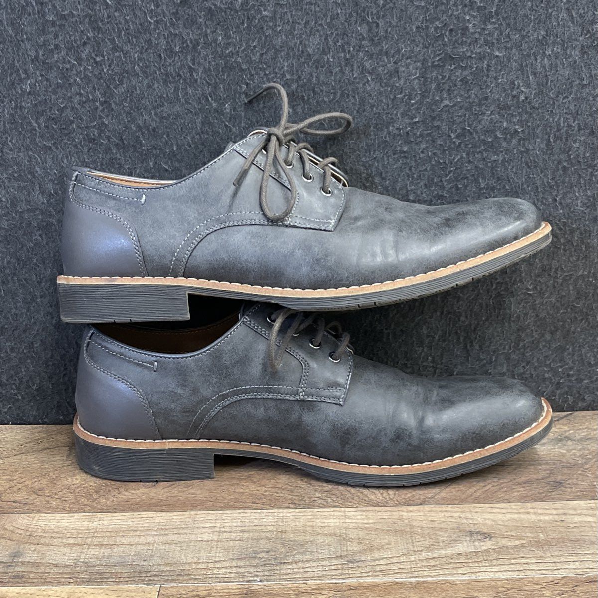 St. John's Bay Oliver Grey Charcoal Oxford Men's Dress Shoes Size 9.5