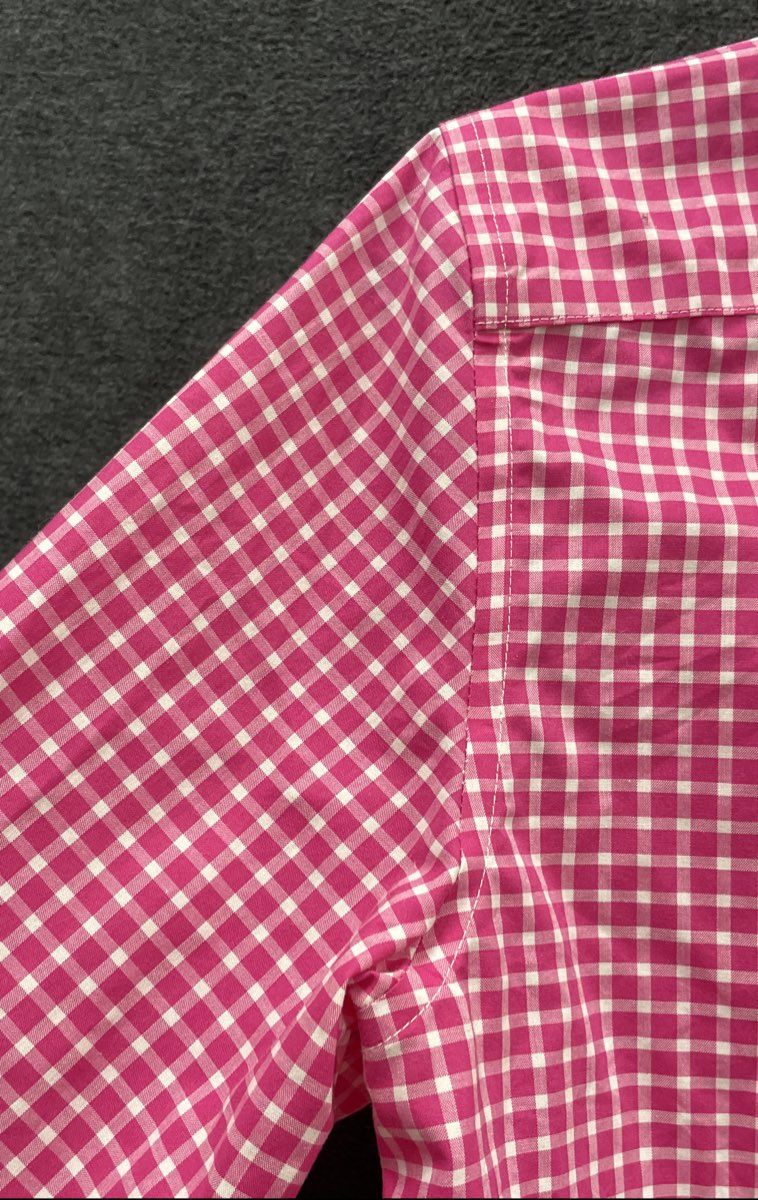 Lauren Ralph Lauren Women's Pink White Gingham Non-Iron Button Down Shirt Sz XS