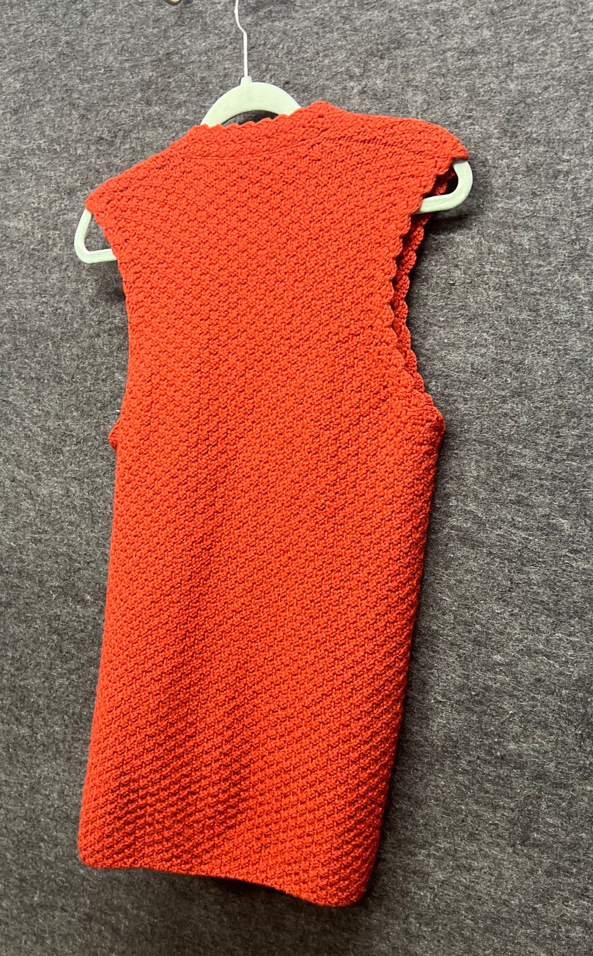 Women's Red Knitted Button Front Textured Vest Waistcoat M