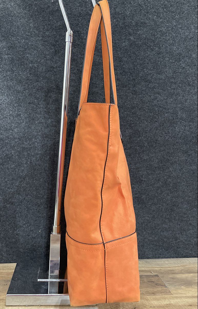 K Carroll Orange Leather Large Tote Bag Shoulder Handbag Top Handle