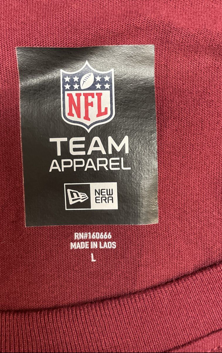 New Era NFL Men's Washington Raglan Long Sleeve T-Shirt Burgundy Gold Sz L NWT