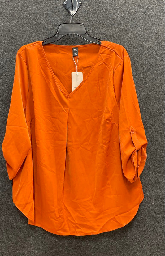 Emery Rose Women's Lot of 2 V-Neck Blouse Tops Orange White NWT Sz 2XL