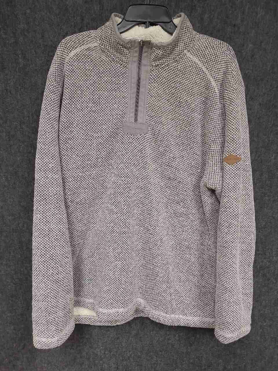 Orvis Men's Gray Birdseye 1/4 Zip Sherpa Lined Fleece Pullover Jacket Sz XL