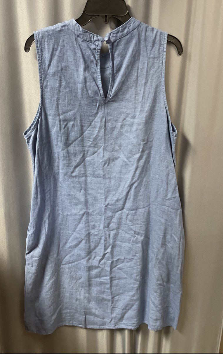 Valentina Naldi Women's Blue Linen Blend Sleeveless Dress Made in Italy Sz L