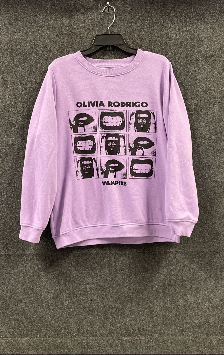 Olivia Rodrigo Women's Purple Vampire Graphic Crewneck Sweatshirt Size XL