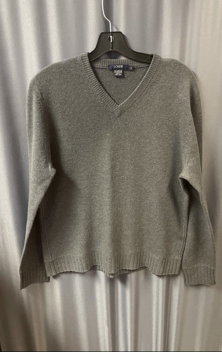 Vintage Y2K J. Crew Men's Gray Lambswool Cashmere V-Neck Sweater Sz M