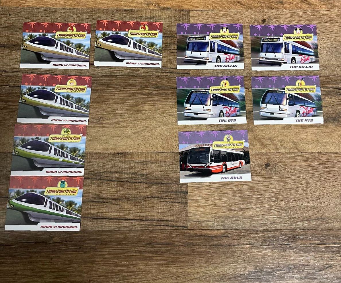 Walt Disney World Transportation Collector Cards Lot of 10 Monorail & Bus