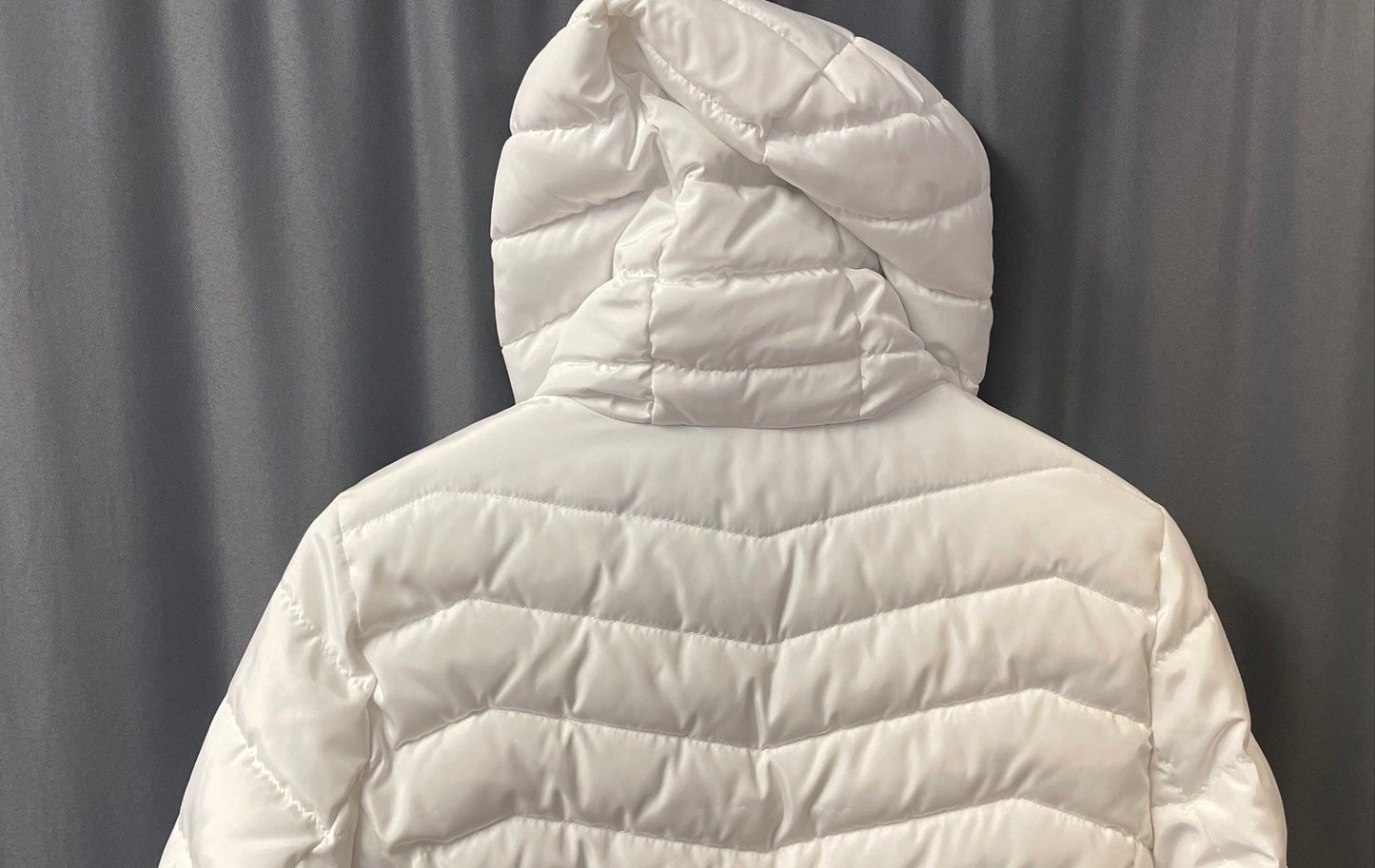 Laundry by Shelli Segal Women's White Hooded Puffer Parka Jacket Cinch Sz S