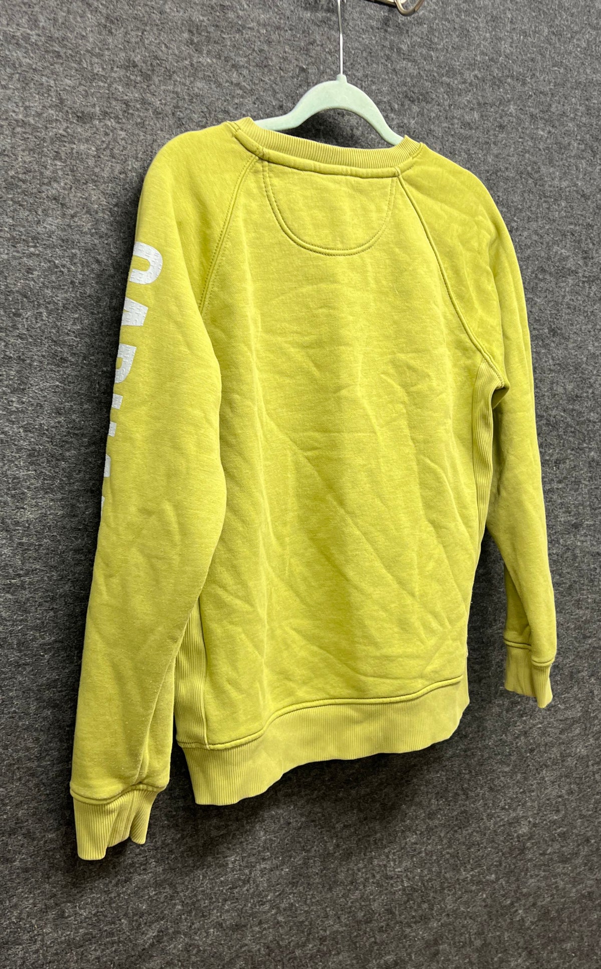Carhartt Relaxed Fit Logo Sleeve Crewneck Sweatshirt Neon Yellow Sz S (4-6)