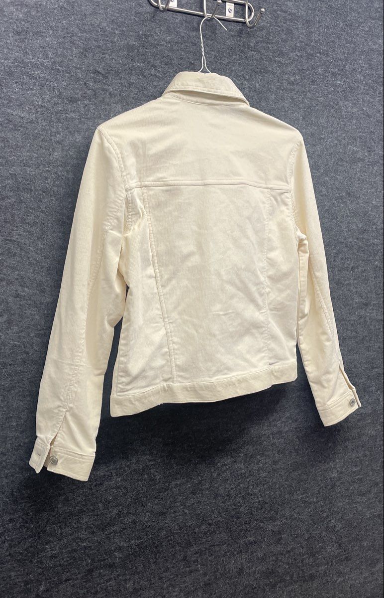 Chadwick's Cream Corduroy Button Front Trucker Jacket Stretch Womens Sz 10