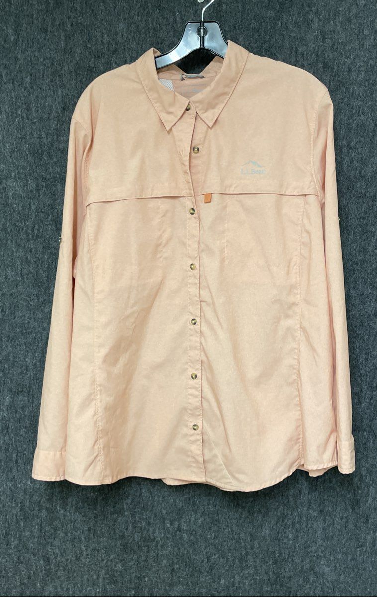 L.L. Bean Women's Tropicwear Utility Long Sleeve Shirt Peach Vented Sz 2X Plus