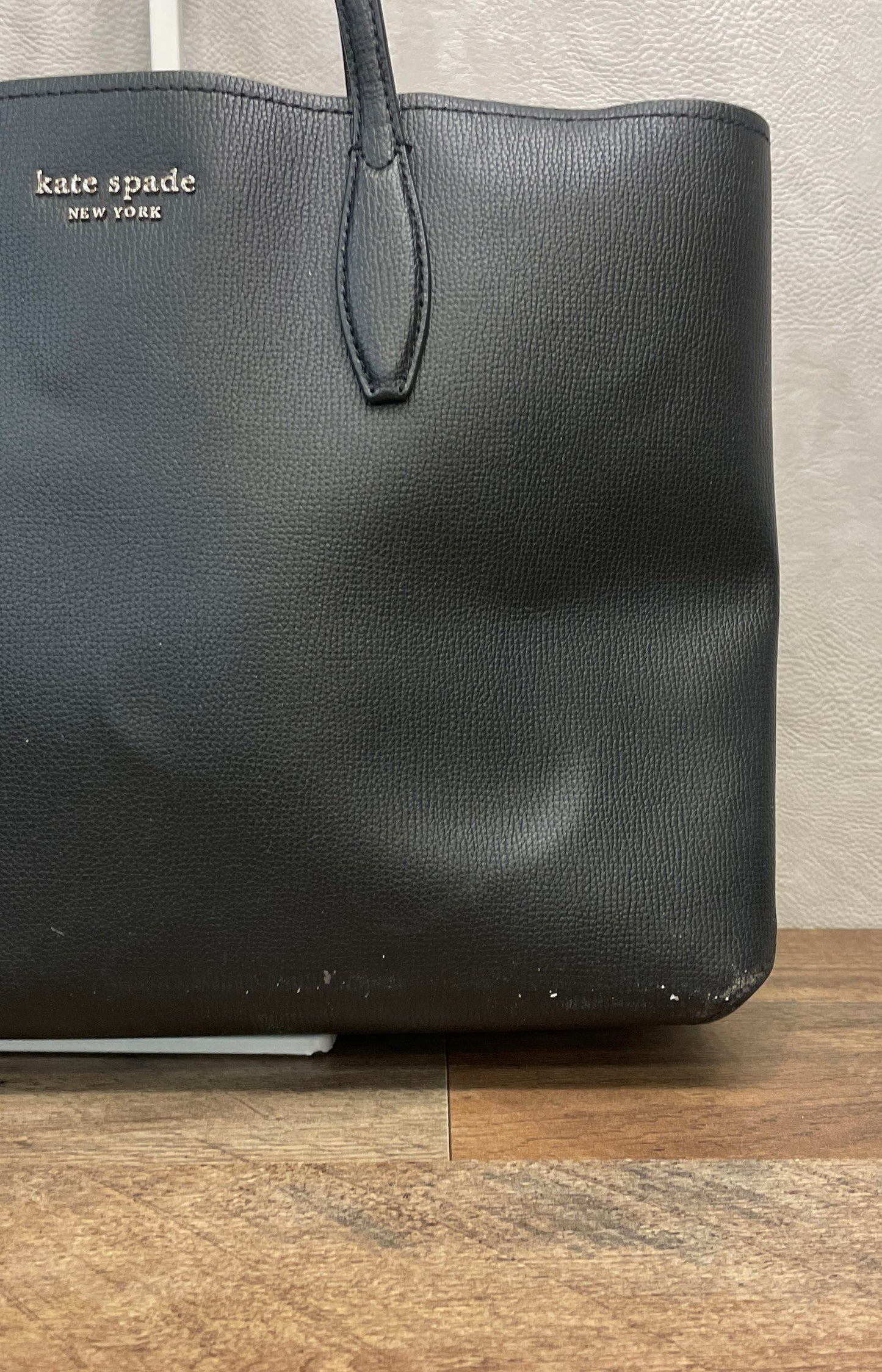 Kate Spade Black Leather Large Tote Bag Gold Hardware