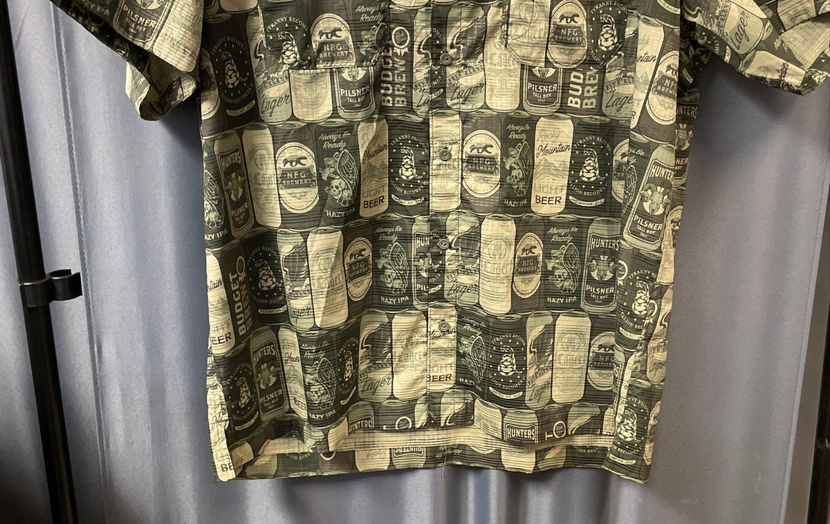 5.11 Tactical Men's Green Beer Can Printed Short Sleeve Button Up Shirt Sz XL