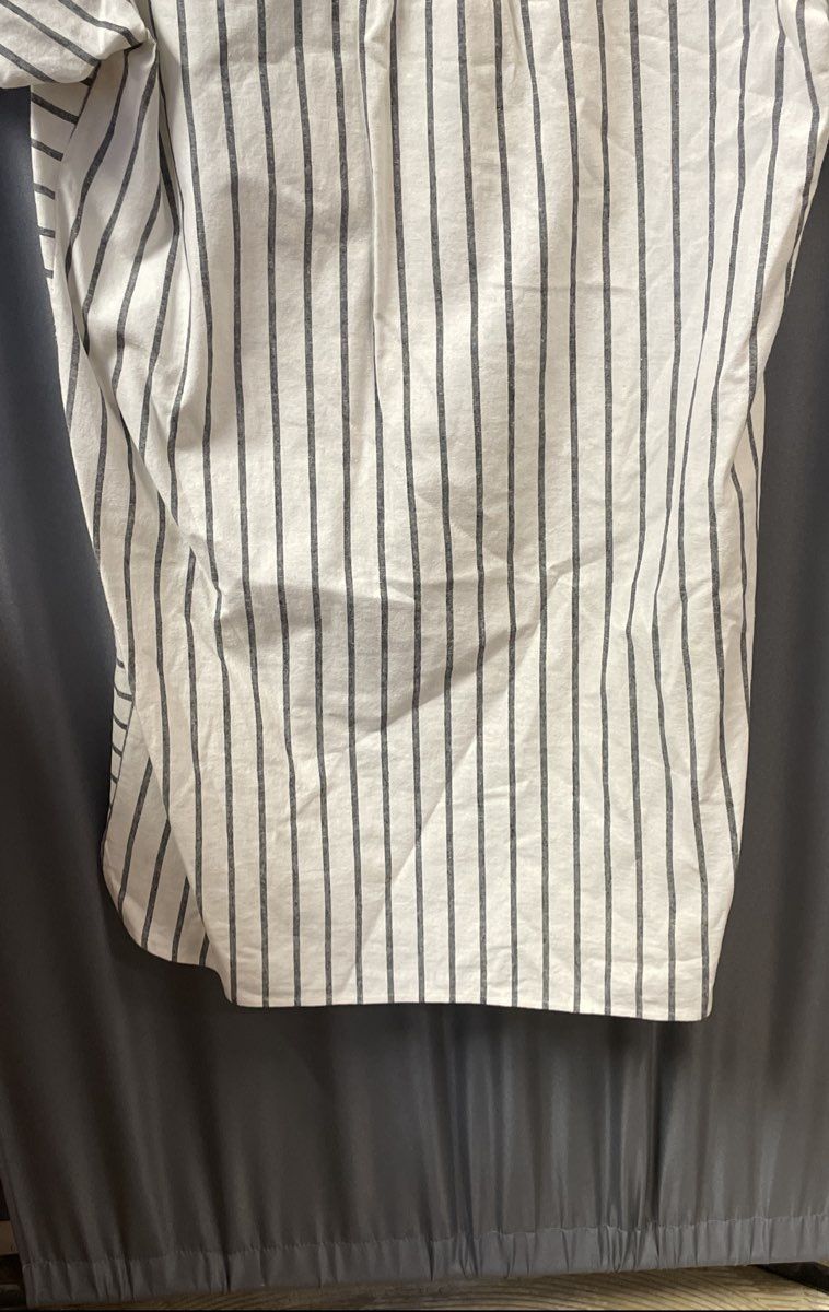 Land's End Women's Striped Cotton Linen V-Neck Short Sleeve Shift Dress Sz 16