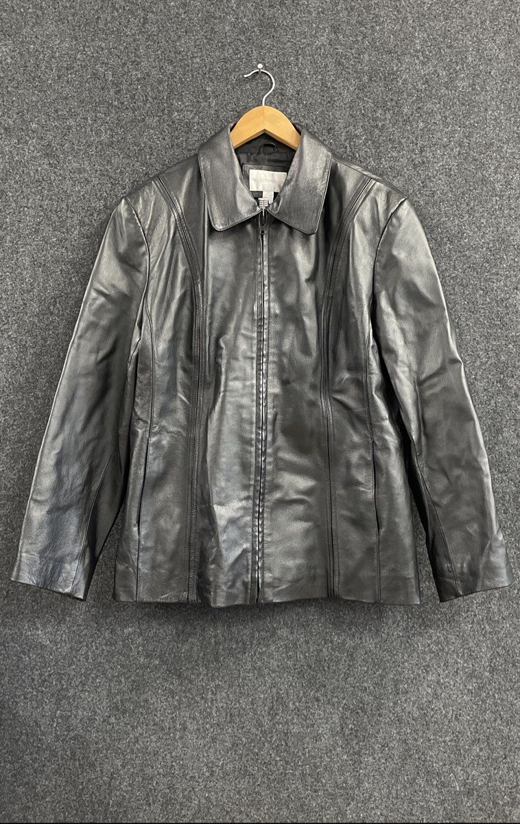 Vintage Y2K Worthington Women's Black Leather Full Zip Jacket Sz XL